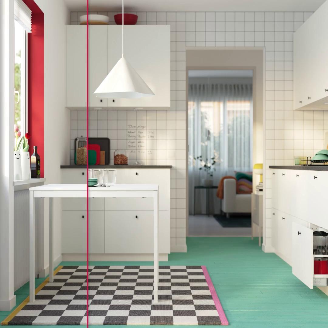 VIHALS ヴィーハルス 伸長式テーブル, ホワイト, 84/120x74 cm - IKEA