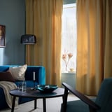 SANELA Curtains, 1 pair, beige-yellow/with heading tape, 140x300 cm