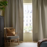ANNAKAJSA Room darkening curtains, 1 pair, light grey/with heading tape, 145x300 cm