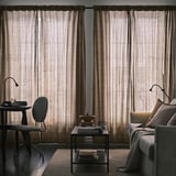 DYTÅG Curtains, 1 pair, dark beige/with heading tape, 145x300 cm