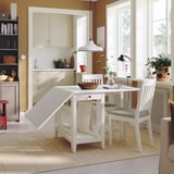 NÄSINGE Gateleg table with storage, white, 48/104/159x85 cm