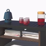 VITTSKÄR Sofa with chaise, armrests outdoor/plastic rattan dark gray