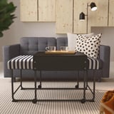 RÄVSAL Side table with bench, Gruddbo black/white