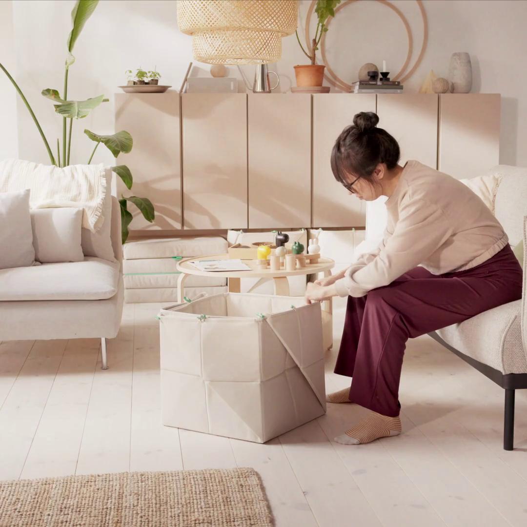 GREJSIMOJS mat/storage box, foldable/beige - IKEA