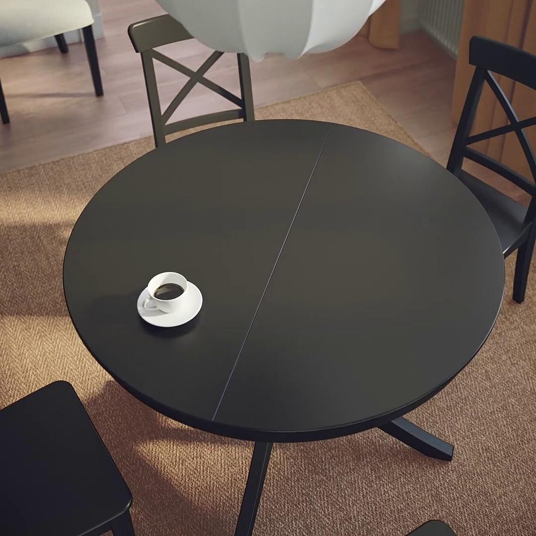 ROSENTORP ローセントルプ 伸長式テーブル, ブラック, 110/155 cm - IKEA