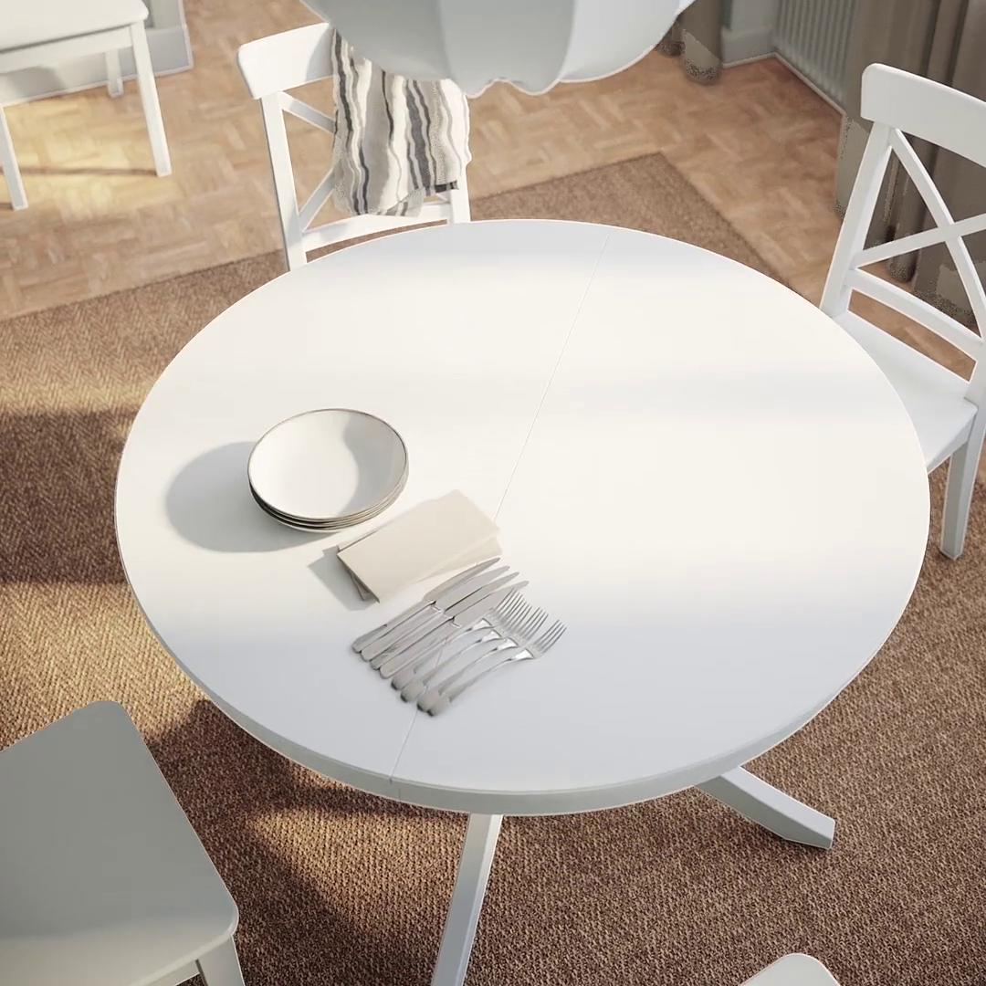 ほぼ新品IKEA円形伸長式テーブル IKEA - IKEA 伸長式 ダイニングテーブルの通販 by まあと's shop