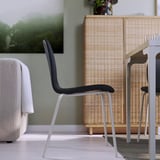 SKÅLSTA Chair, Knäbäck dark grey/tubular metal/light grey-beige