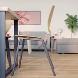 SKÅLSTA Table and 4 chairs, oak effect U-shaped black-grey/oak veneer profiled metal/black-grey, 140x80 cm