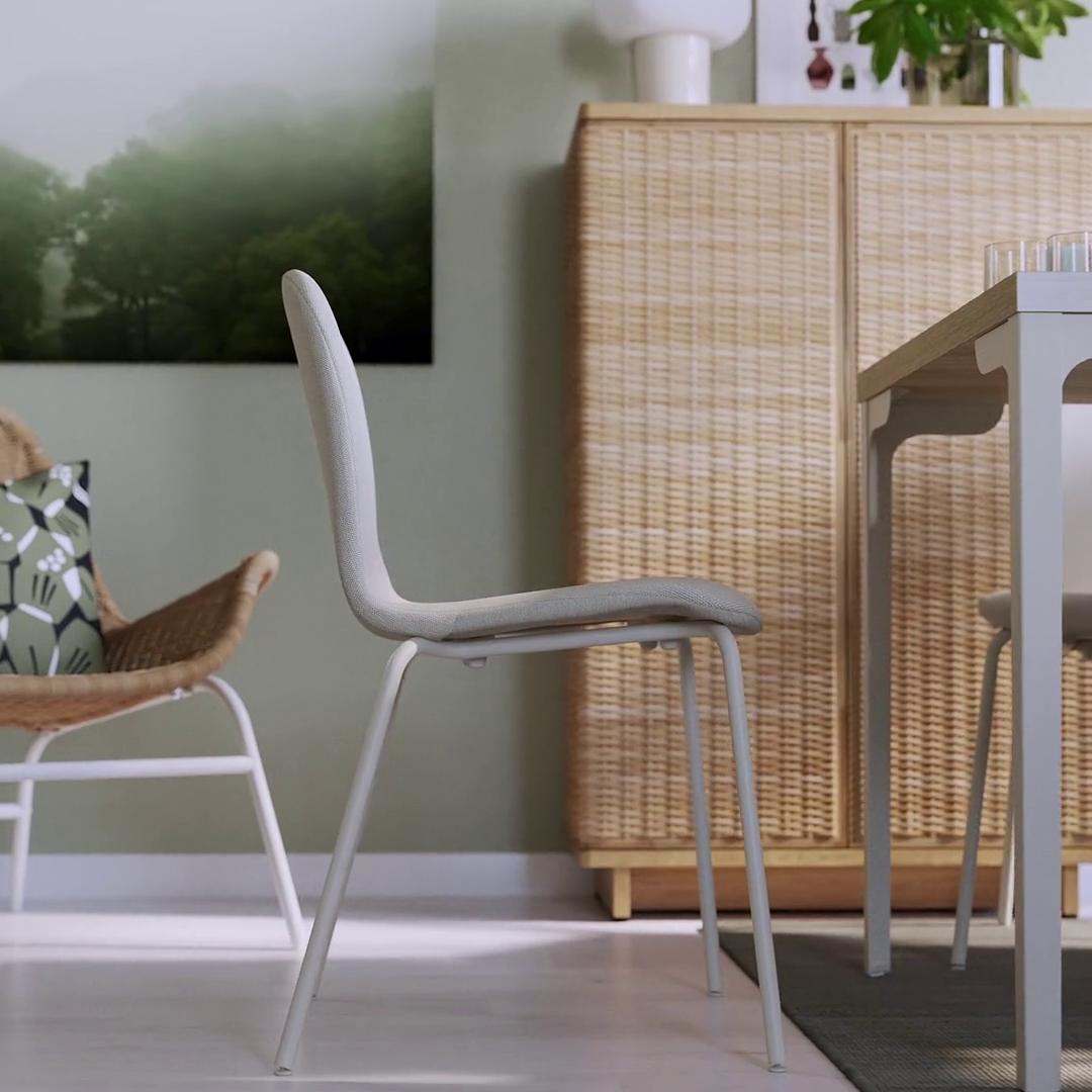 SKÅLSTA chair, Knäbäck beige/tubular metal/light gray-beige - IKEA