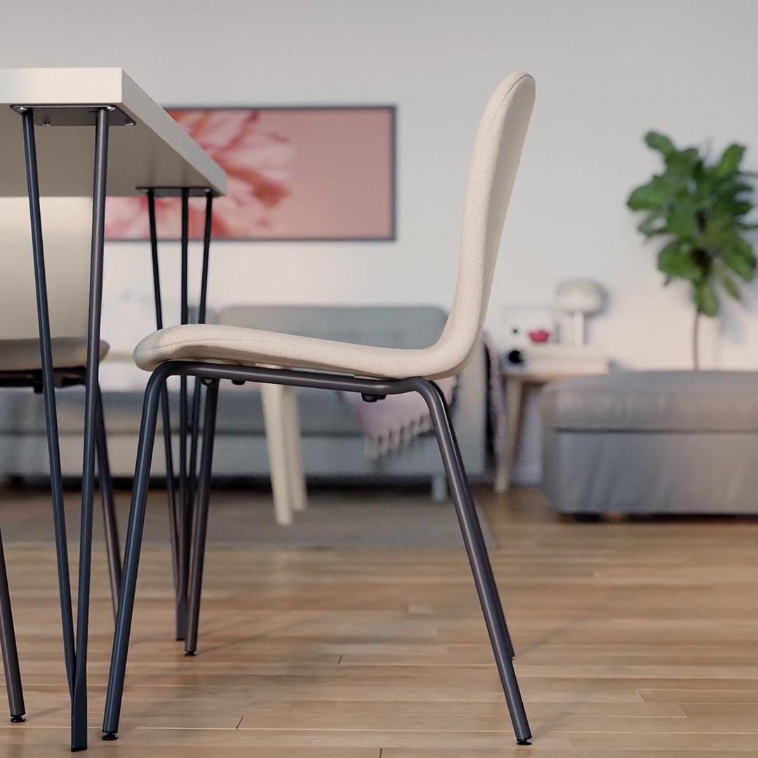 SKÅLSTA chair, Knäbäck beige/tubular metal/black-gray - IKEA