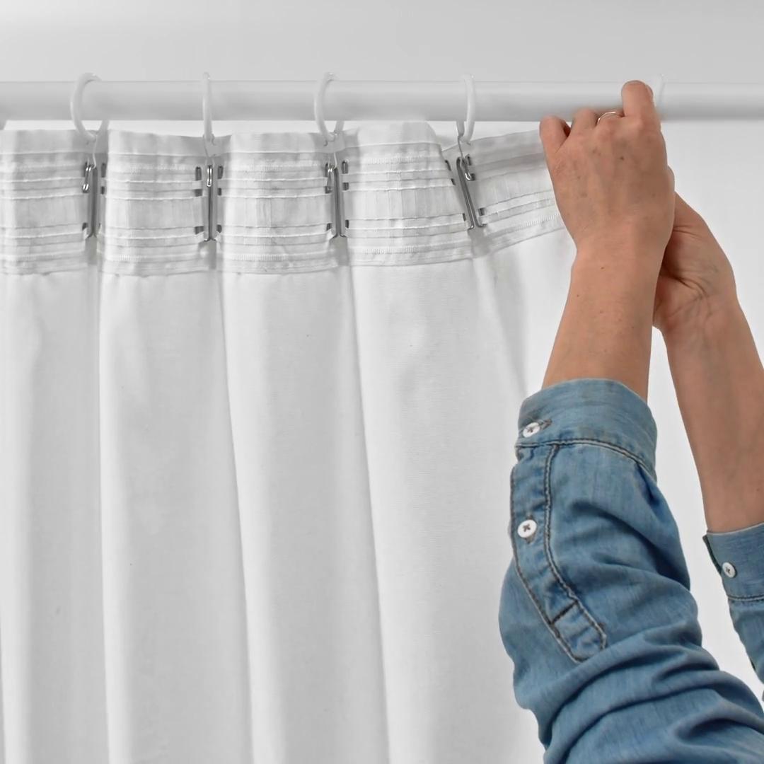 STOCKHOLM 2025 curtains, 1 pair, black multicolor/with heading