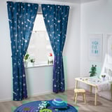 AFTONSPARV ستائر بأربطة، زوج واحد, مساحة أزرق/أبيض, ‎120x300 سم‏