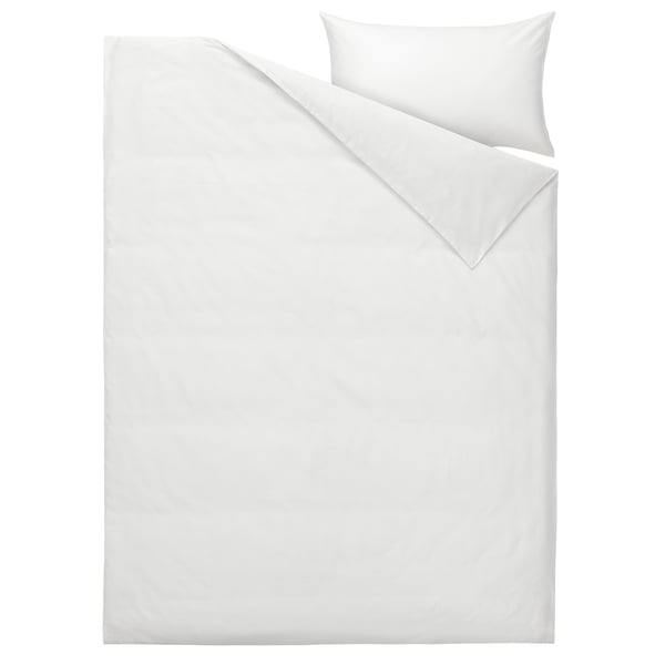 BJÖRKAL غطاء لحاف و غطاء مخدة, أبيض, 150x200/50x80 سم