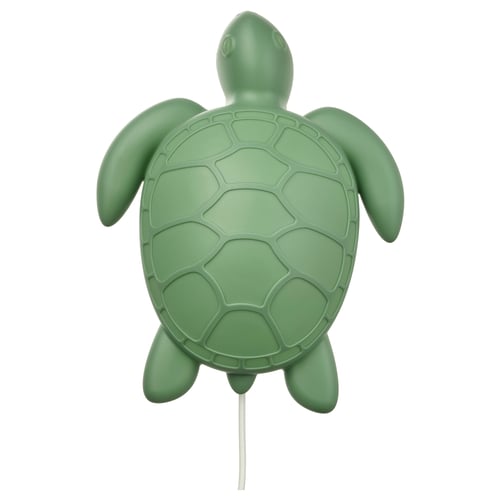 BLÅVINGAD مصباح حائط LED, سلحفاة/أخضر