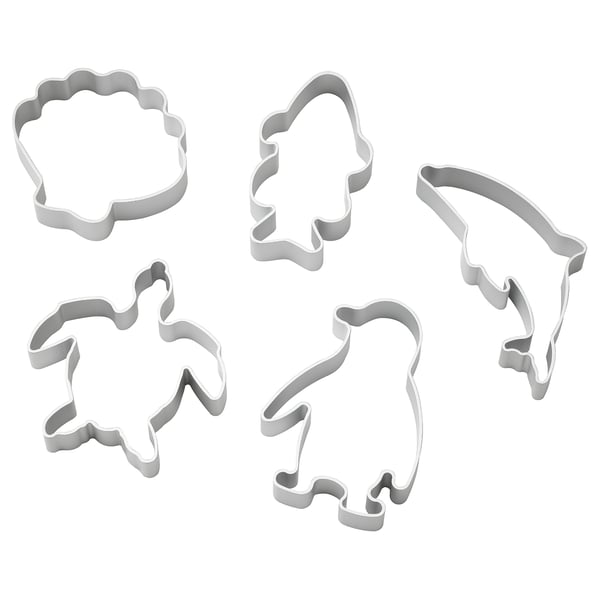 BLÅVINGAD قطاعة عجينة أطفال، طقم من ٥ قطع, لون الومونيوم