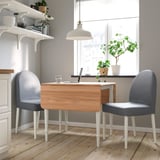 DANDERYD / DANDERYD طاولة وكرسيان, قشرة سنديان أبيض/Vissle رمادي, ‎74/134x80 سم‏