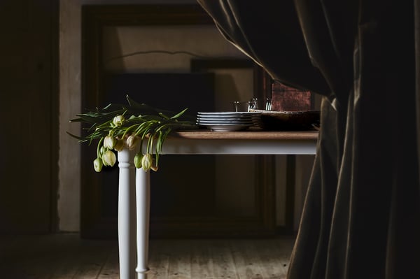 DANDERYD / DANDERYD طاولة و 4 كراسي, قشرة سنديان أبيض/Vissle رمادي, ‎130x80 سم‏