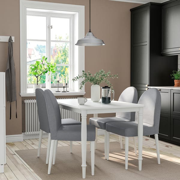 DANDERYD / DANDERYD طاولة و 4 كراسي, أبيض/Vissle رمادي, 130 سم
