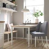DANDERYD / DANDERYD طاولة مع كرسيين ومقعد طويل, قشرة سنديان أبيض/Vissle رمادي, ‎130x80 سم‏
