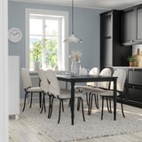 DANDERYD / EBBALYCKE طاولة و 6 كراسي, أسود/Idekulla بيج, 180 سم