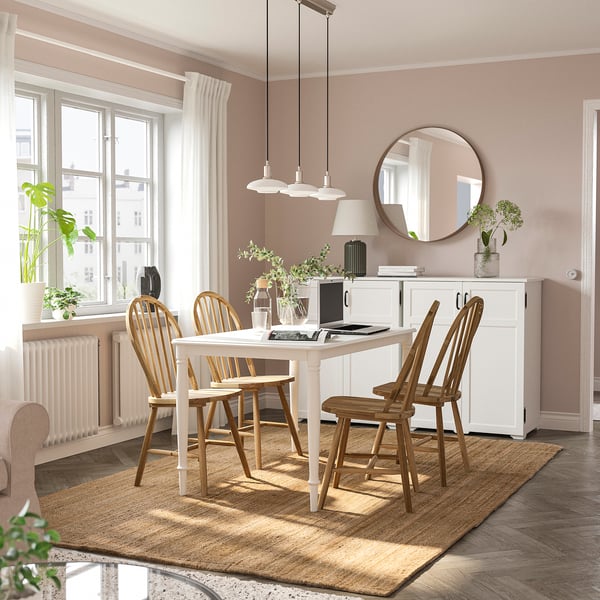 DANDERYD / SKOGSTA طاولة و 4 كراسي, أبيض/سنط, 130 سم