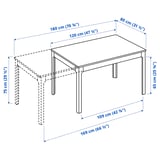 EKEDALEN / ÄLVSTA طاولة و 4 كراسي, سنديان/خيزران طلاء كروم, ‎120/180 سم‏