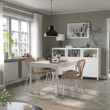 EKEDALEN / ÄLVSTA طاولة و 4 كراسي, أبيض/خيزران أبيض, ‎120/180x80 سم‏