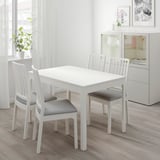 EKEDALEN / EKEDALEN طاولة و 4 كراسي, أبيض/Orrsta رمادي فاتح, ‎120/180 سم‏