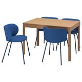 EKEDALEN / KRYLBO طاولة و 4 كراسي, سنديان/Tonerud أزرق, ‎120/180 سم‏