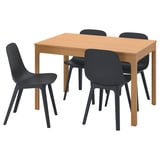 EKEDALEN / ODGER طاولة و 4 كراسي, سنديان/فحمي, ‎120/180 سم‏