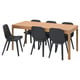 EKEDALEN / ODGER طاولة و 6 كراسي, سنديان/فحمي, ‎120/180 سم‏