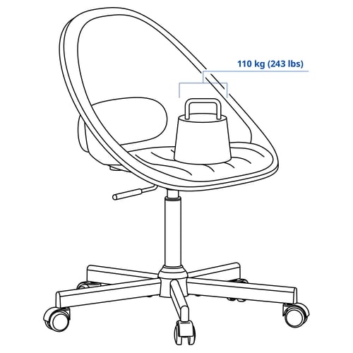 ELDBERGET / MALSKÄR كرسي دوار + وسادة, رمادي غامق/أسود