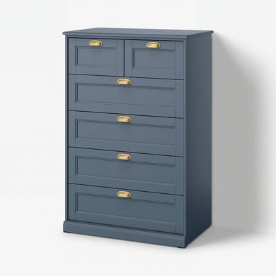 FÅGELFJÄLLET خزانة بـ 6 أدراج, رمادي غامق-أزرق, ‎82x51x123 سم‏