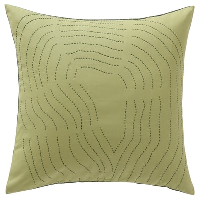 FRÖDD غطاء وسادة, أخضر/تطريز, ‎50x50 سم‏