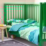 GRÖNFINK طقم شرشف سرير لمهد 3 قطع, أخضر/تركواز, ‎60x120 سم‏