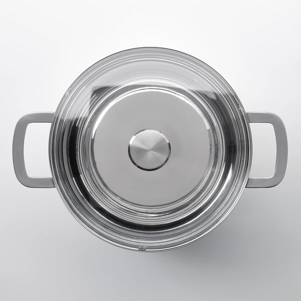 HEMKOMST قدر مع غطاء, ستينلس ستيل/زجاج, 10 ل