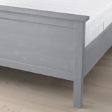 HEMNES هيكل سرير مع مرتبة, رمادي مصبوغ/Åkrehamn متين., ‎180x200 سم‏