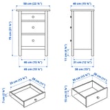 HEMNES خزانة بـ 3 أدراج, أبيض, ‎58x79 سم‏