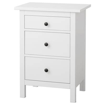 HEMNES خزانة بـ 3 أدراج, أبيض, ‎58x79 سم‏