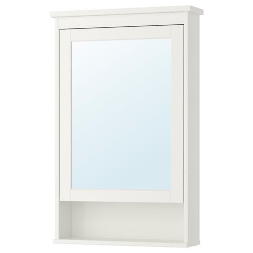 HEMNES خزانة بمرآة مع 1 باب, أبيض, 63x16x98 سم