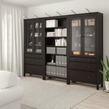 HEMNES تشكيلة تخزين مع أبواب/ أدراج, أسود-بني, ‎270x197 سم‏