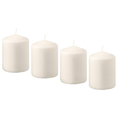HEMSJÖ شمع غير معطر, لون طبيعي, 8 سم