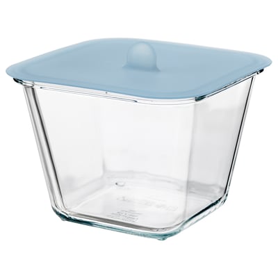 IKEA 365+ حافظة طعام بغطاء, مربّع زجاج/سليكون, 1.2 ل