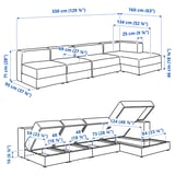 JÄTTEBO وحدة كنبة ٤،٥ مقاعد مع أريكة طويلة, أيمن/Samsala رمادي-بيج