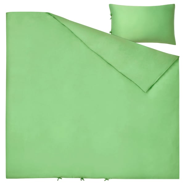KRITSUGA غطاء لحاف و ٢ غطاء مخدة, أخضر فاتح, 240x220/50x80 سم