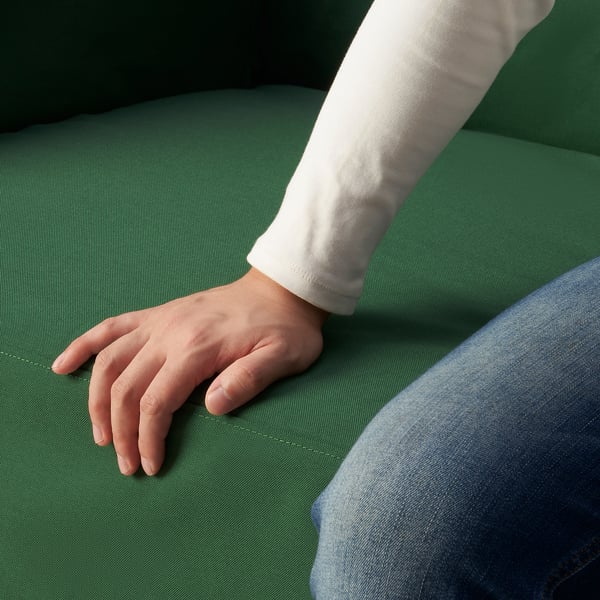 LINANÄS واقي كنب لكنبة ٣ مقاعد مع أريكة, Vissle أخضر غامق