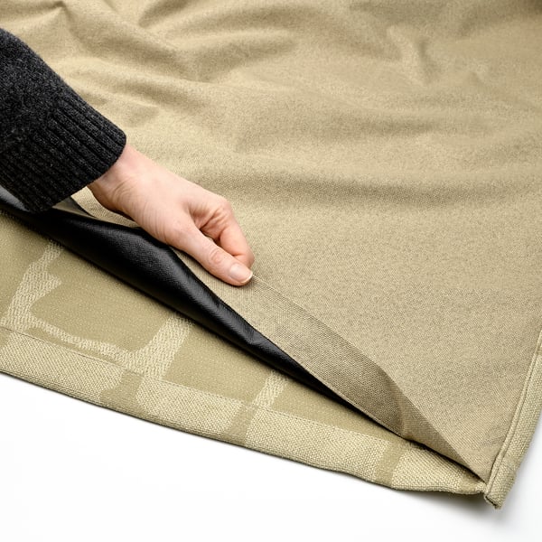 LÖNNSTÄVMAL زوج ستائر عاتمة, أخضر زيتوني فاتح/مع شريط ستارة, 145x300 سم