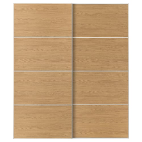 MEHAMN زوج أبواب سحّابة, أبيض/ثنائي الجانب. شكل السنديان, 200x236 سم