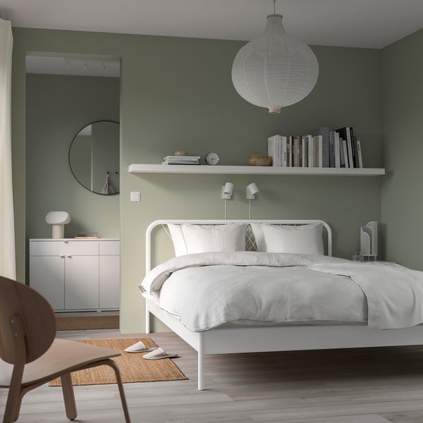 NESTTUN هيكل سرير, أبيض/Lönset, ‎160x200 سم‏