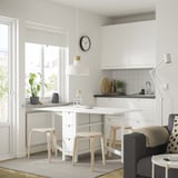 NORDEN / KYRRE طاولة و 4 مقاعد, أبيض/بتولا, ‎26/89/152 سم‏